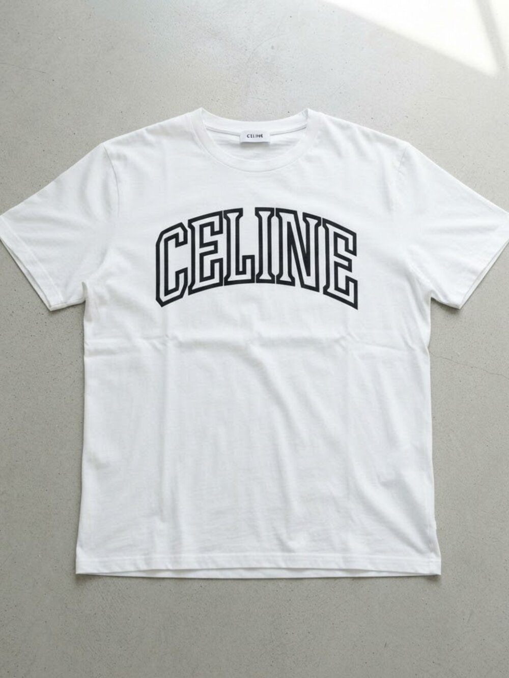 Celine Arched Logo White Cotton Short Sleeve T-Shirt S-4XL